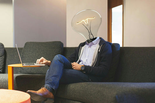 Man with lightbulb as head