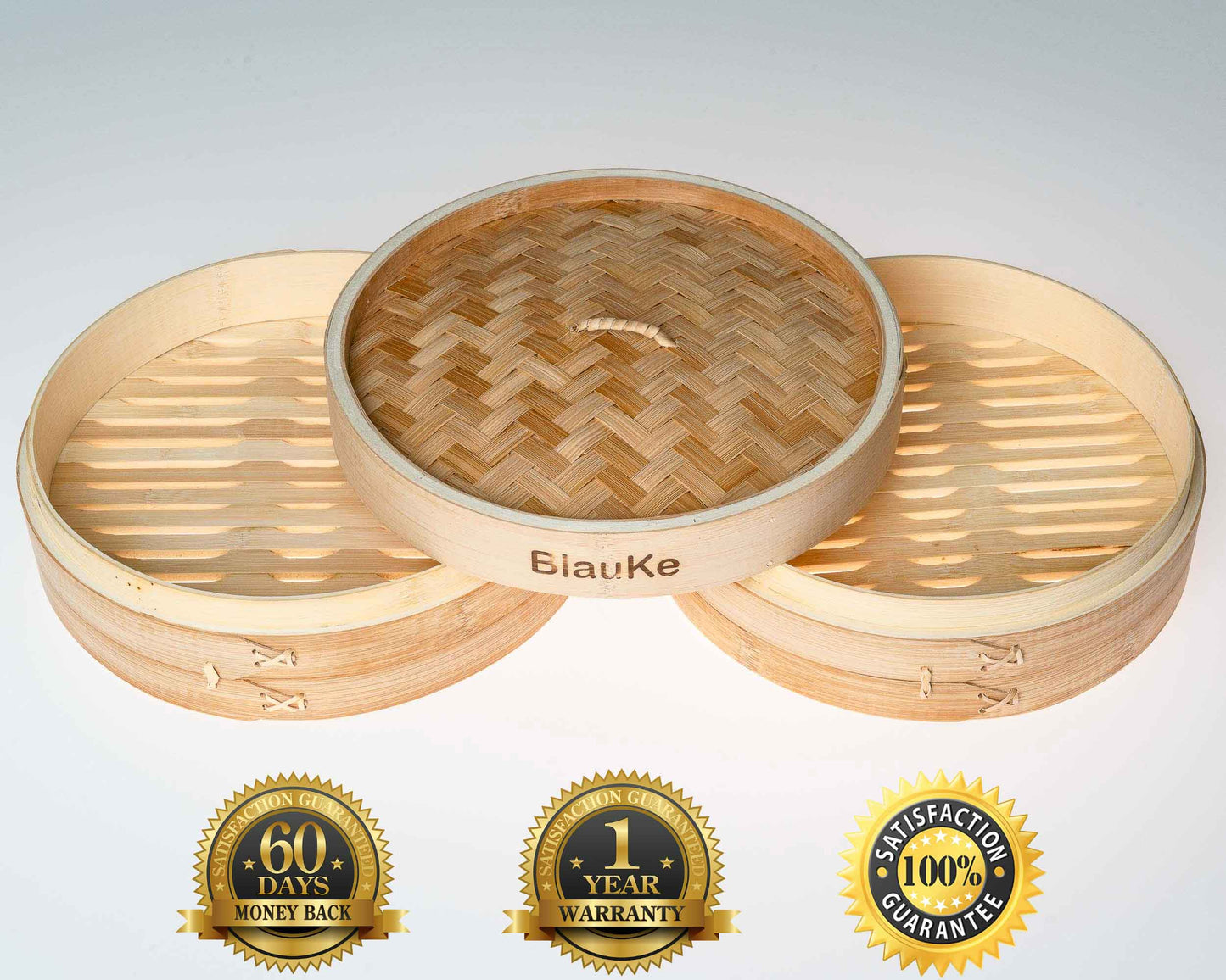 2-Tier Bamboo Steamer for Cooking Dumplings, Vegetables, Meat, Fish,