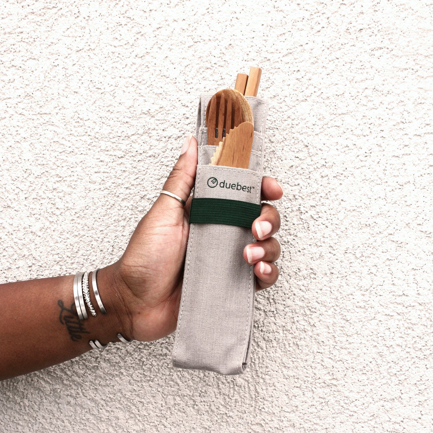 Reusable Wooden Cutlery Set & Straw