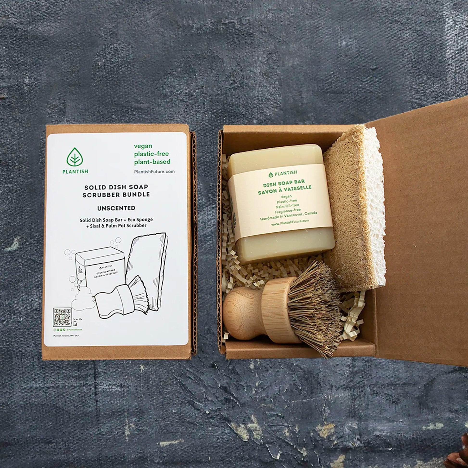 Sustainable Kitchen Bundle: Solid Dish Soap, Waterfall Soap Dish, Sisal  Cleaning Brush, Pot Scrubber